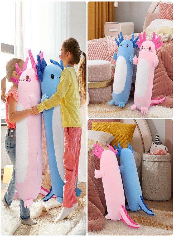 Auspicious beginning 35.4inch Cute Axolotl Stuffed Animal Plush Pillow, Soft Kawaii Cat face Newt Plush Toy Body Pillow Gifts (Pink Salamander) - Image 4
