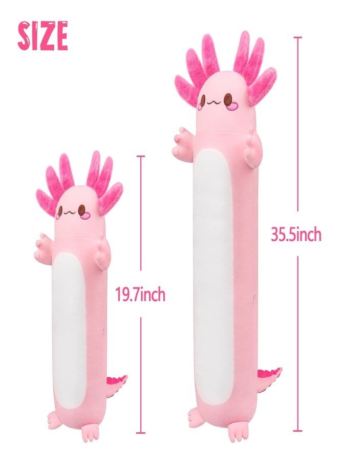 Auspicious beginning 35.4inch Cute Axolotl Stuffed Animal Plush Pillow, Soft Kawaii Cat face Newt Plush Toy Body Pillow Gifts (Pink Salamander) - Image 2