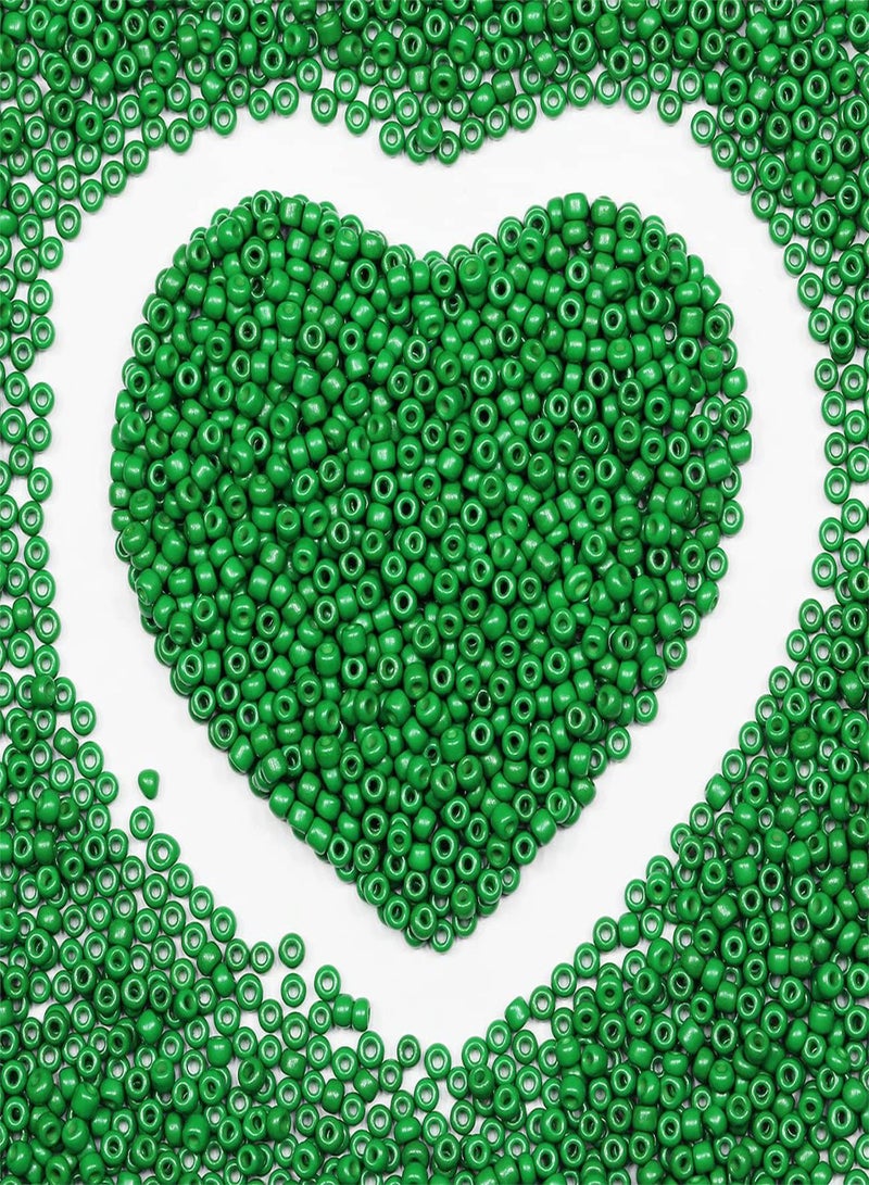 GGOOT Bulk 3mm Green Seed Beads for Jewelry Making 110 Grams About 320pcs,8/0 Glass Craft Beads for Making Earrings, Bracelets, Pendants, Waist Jewelry, DIY Handmade Seed Beads ( Green, 3mm)  - Image 1