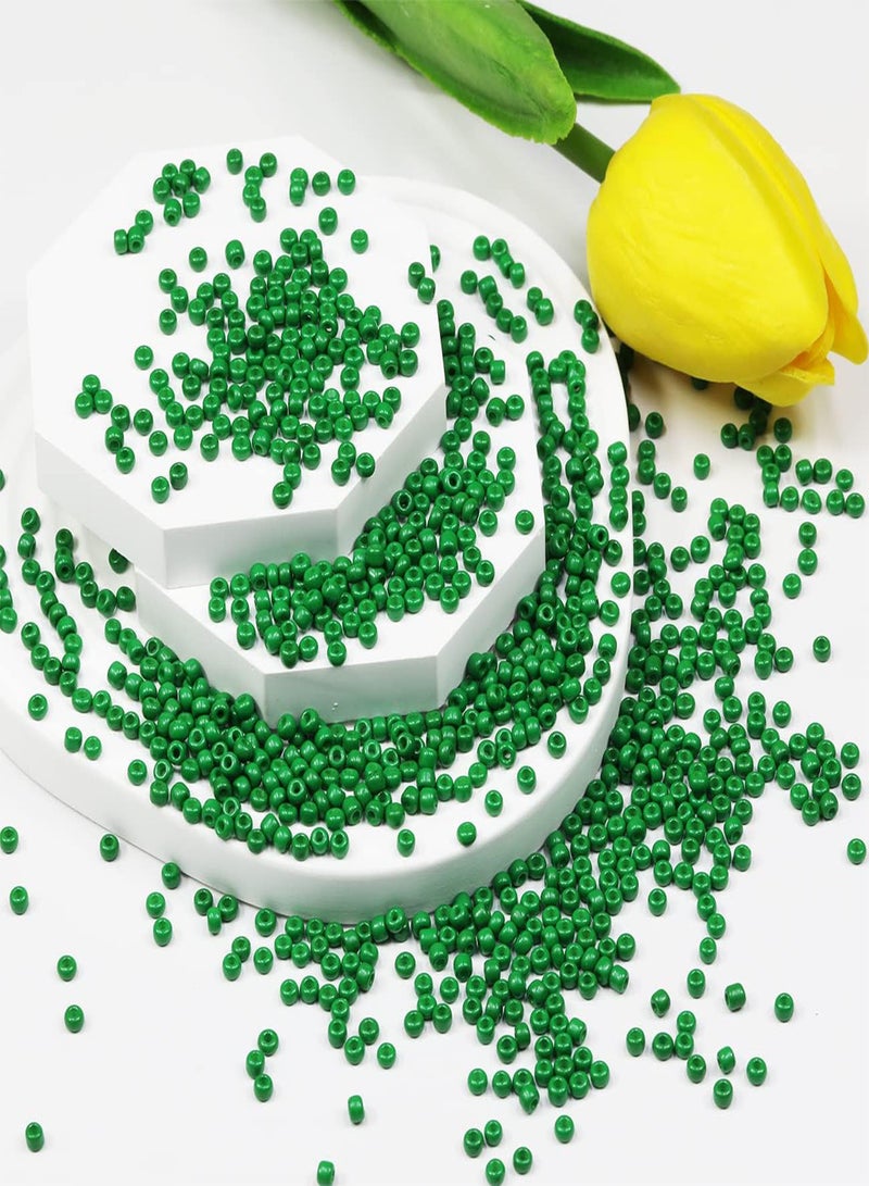 GGOOT Bulk 3mm Green Seed Beads for Jewelry Making 110 Grams About 320pcs,8/0 Glass Craft Beads for Making Earrings, Bracelets, Pendants, Waist Jewelry, DIY Handmade Seed Beads ( Green, 3mm)  - Image 3