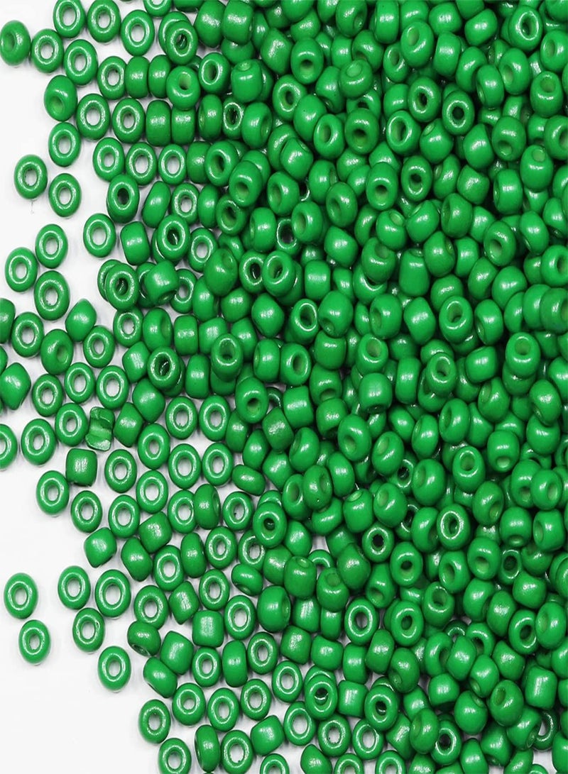 GGOOT Bulk 3mm Green Seed Beads for Jewelry Making 110 Grams About 320pcs,8/0 Glass Craft Beads for Making Earrings, Bracelets, Pendants, Waist Jewelry, DIY Handmade Seed Beads ( Green, 3mm)  - Image 2
