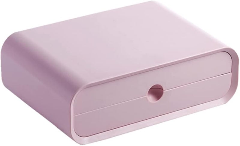 Pink Desktop Monitor Stand with Drawer for Office and School Stationery Storage Reduces Neck Pain - Image 1