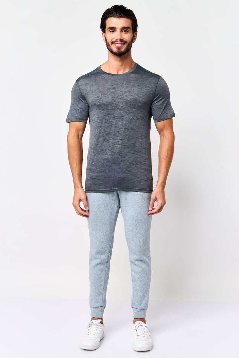 MOTION Men Sportswear Fit Short Sleeve Training T-Shirt, Grey - Image 2