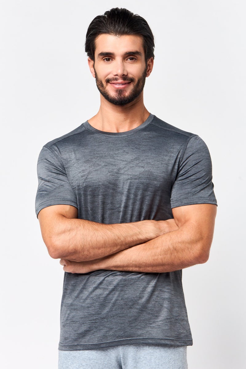 MOTION Men Sportswear Fit Short Sleeve Training T-Shirt, Grey - Image 1