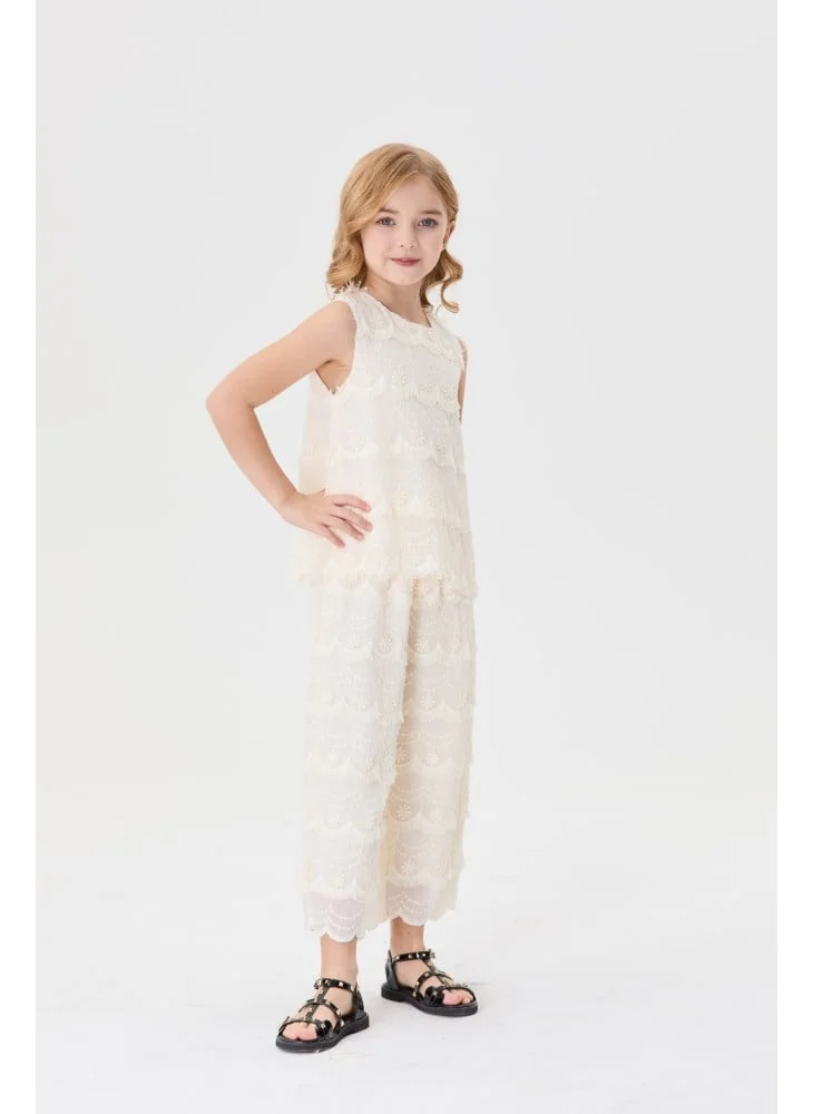 Tenda Embroidered pants with fringe details