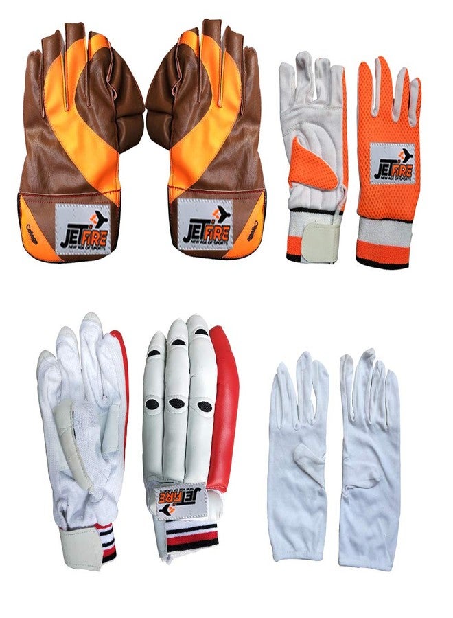 JetFire Ibex Basic Wicket Keeping Gloves & Basic Batting Gloves with Inner Gloves Combos - Image 1