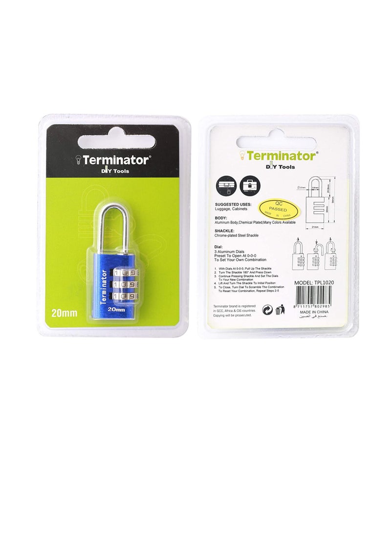 Terminator Terminator Combination Pad Lock - TPL 1020B - Image 2