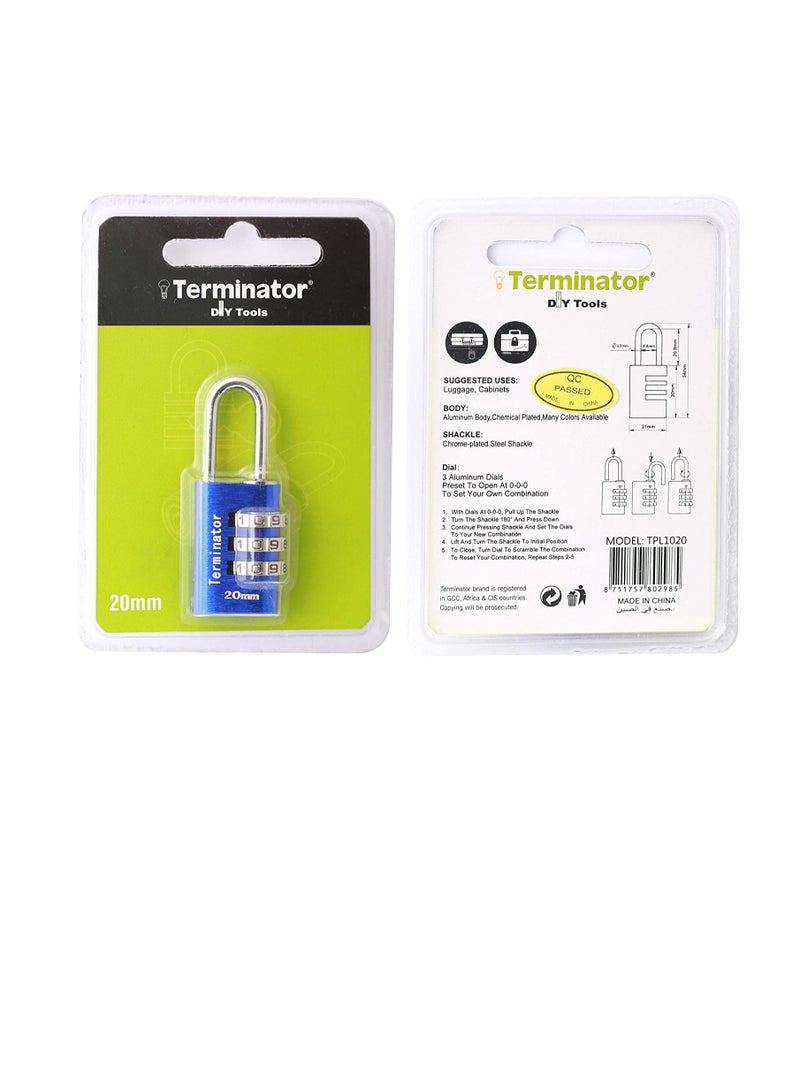 Terminator Terminator Combination Pad Lock - TPL 1020B - Image 1