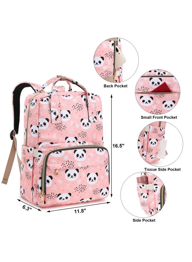Kouxunt Panda Pink Diaper Bag Backpack for Baby Girls Boys, Waterproof Maternity Nappy Backpacks with Stroller Straps Luggage Strap for Moms - Image 4