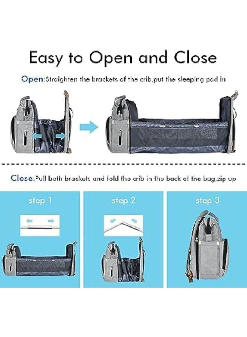 YOU ARE MY SUNSHINE 4-in-1 Diaper Bag Backpack — Unisex Baby Diaper Backpack, Multifunctional Changing Station + Toy Bar + Organizer, Large Capacity Mom & Dad Travel Nappy Bag, Waterproof Polyester Exterior & Durable Lining, Built-in USB Charging Port, Hands-Free Stroller Strap, Easy Access Side Pockets for Bottles & Wipes, Anti-Theft Back Pocket, Ergonomic Padded Shoulder Straps, Gray — Ideal for Newborns, Travel, Daily Use, Hospital Bag, Gift for Parents — Compact Dimensions 32 x 20 x 23 cm, Lightweight 1 kg, Modern Sleek Design for KSA Families — Organized Compartments for Diapers, Clothes, Feeding Accessories & Electronics — Converts Quickly to Changing Mat & Play/Toy Bar — Machine-Friendly Care & Long-Lasting Finish — Noon KSA Ready Listing, Fast Access, Practical Parenting Solution - Image 2