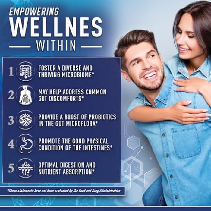 Purely Optimal Probiotics for Digestive Health, 60 Billion CFU – Delayed-Release with Digestive Enzymes & Organic Prebiotics – Bloating, Immune & Energy Support, 30 Caps - Image 3