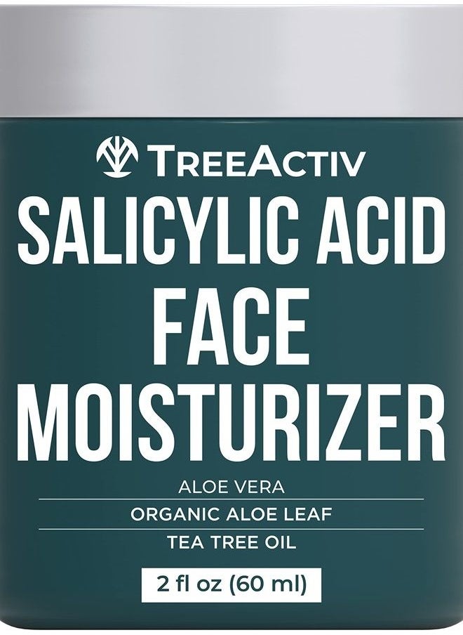 TreeActiv Salicylic Acid Face Moisturizer, 2 fl oz, Acne Treatment Face Cream for Oily Skin with and Tea Tree Oil, For Teens and Adults with Acne Prone Skin and Cystic Acne, 90 Day Supply  - Image 1