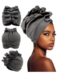 Stretch Turban Hats for Women, Soft Pre-Tied Bonnet with Double Layered Ruffles, Comfortable Headwraps, Ideal for Hair Care