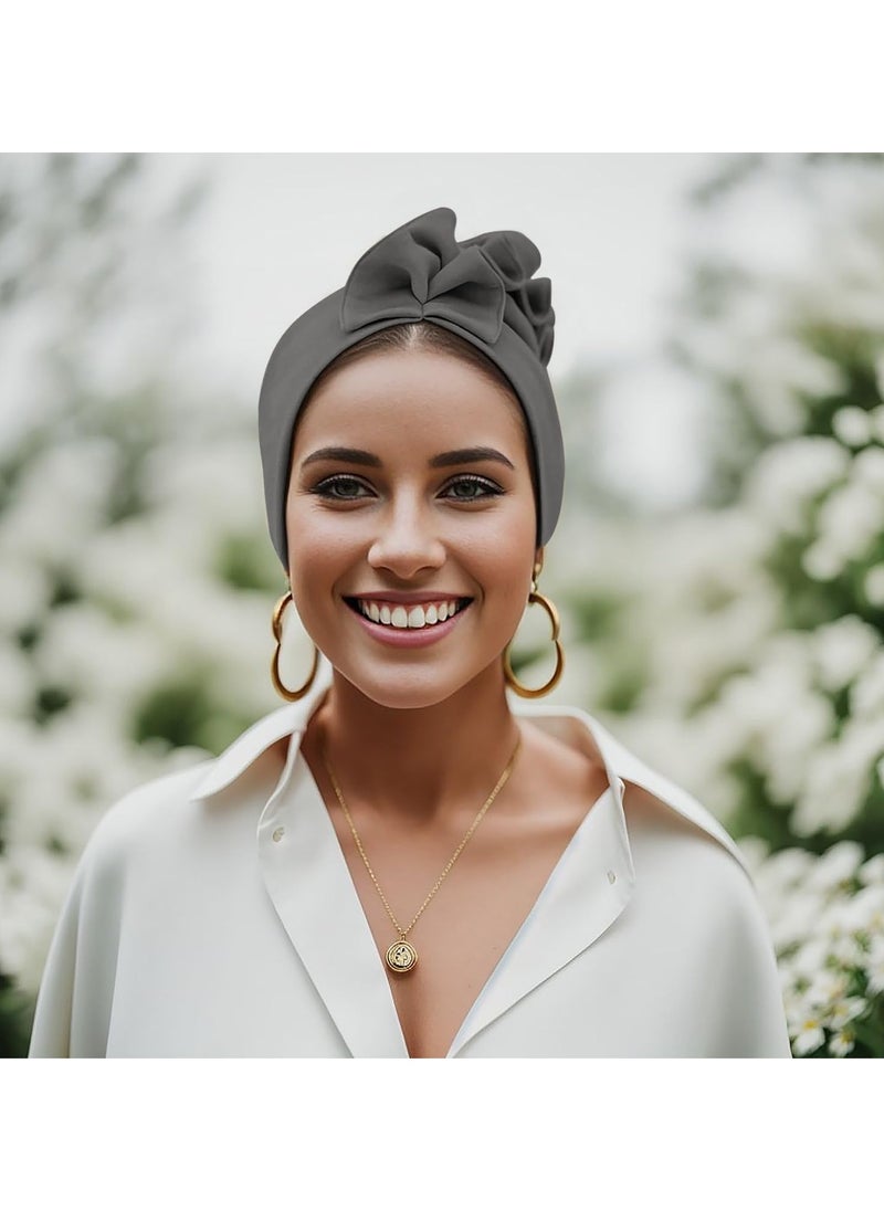 SYOSI - Stretch Turban Hats for Women, Soft Pre-Tied Bonnet with Double Layered Ruffles, Comfortable Headwraps, Ideal for Hair Care - Image 1