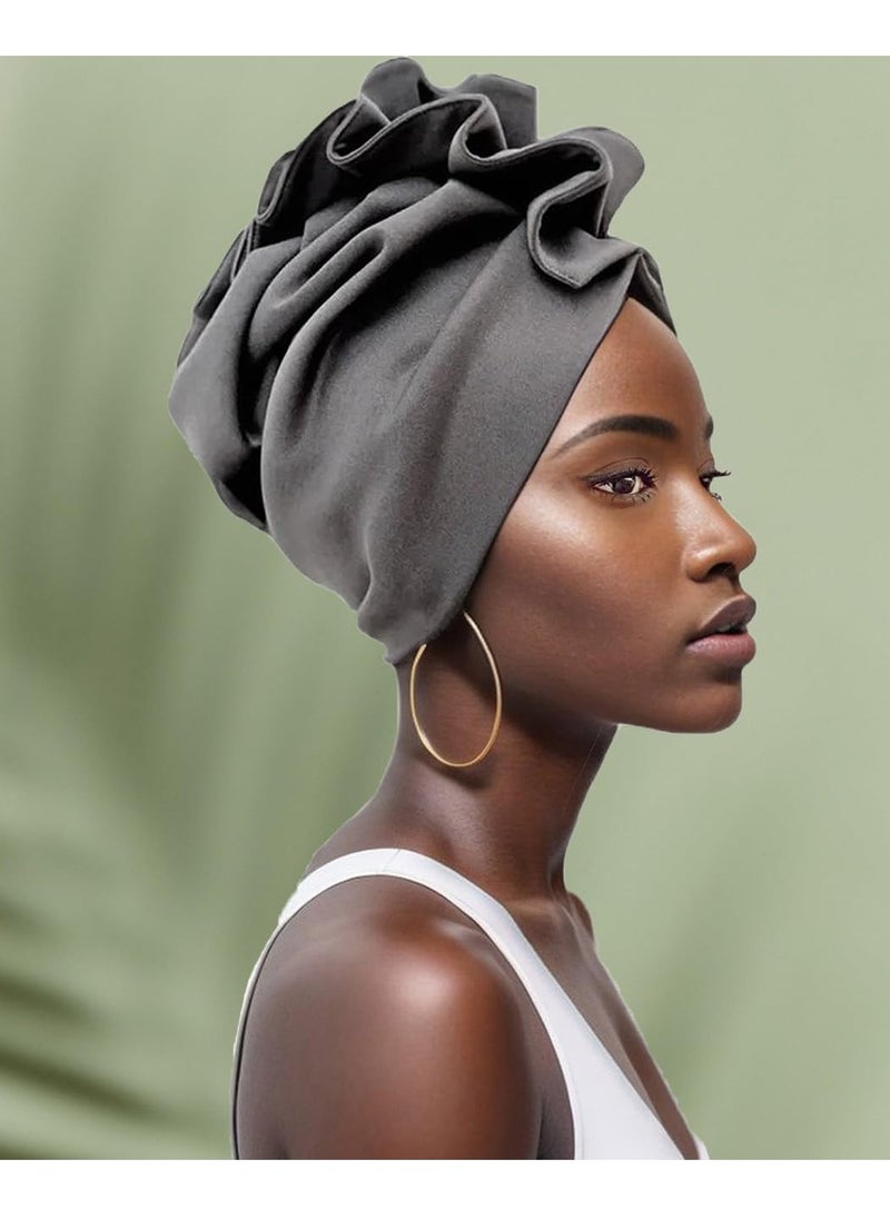 SYOSI - Stretch Turban Hats for Women, Soft Pre-Tied Bonnet with Double Layered Ruffles, Comfortable Headwraps, Ideal for Hair Care - Image 1