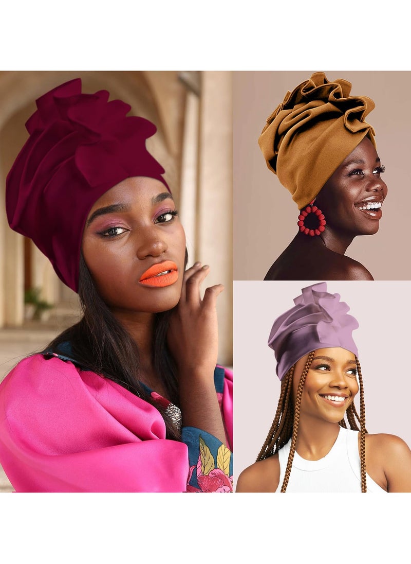 SYOSI - Stretch Turban Hats for Women, Soft Pre-Tied Bonnet with Double Layered Ruffles, Comfortable Headwraps, Ideal for Hair Care - Image 1