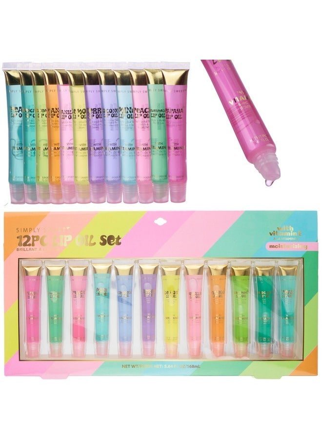 Expressions EXPRESSIONS 12pc Lip Oil Set - Flavored Lip Oils Value Pack, Hydrating Lip Oils w/Squeeze Tube Application, Moisturizing Lip Oil Collection for Everyday Lip Care and Lip Repair (RAINBOW)  - Image 1