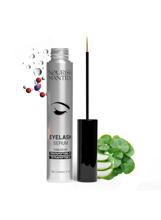 Nourish Mantra Eyelash Growth Serum | Eyelash Enhancing Serum for Longer, Thicker, and Fuller Lashes | Infused with Tetrapeptide, Pentapeptide, Gotu Kola, and Aloe Vera | Suits All Skin Types | For Women & Men | 3 ml - Image 1