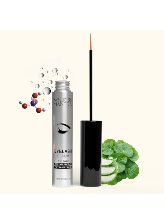 Nourish Mantra Eyelash Growth Serum | Eyelash Enhancing Serum for Longer, Thicker, and Fuller Lashes | Infused with Tetrapeptide, Pentapeptide, Gotu Kola, and Aloe Vera | Suits All Skin Types | For Women & Men | 3 ml - Image 2