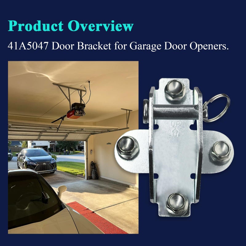 WFCYX 41A5047 Door Bracket for Garage Door Openers, Replacement Door Bracket Compatible with All Chamberlain, Craftsman and LiftMaster Models Made After 1993, with Pin and Clip & 4 Fasteners - Image 2