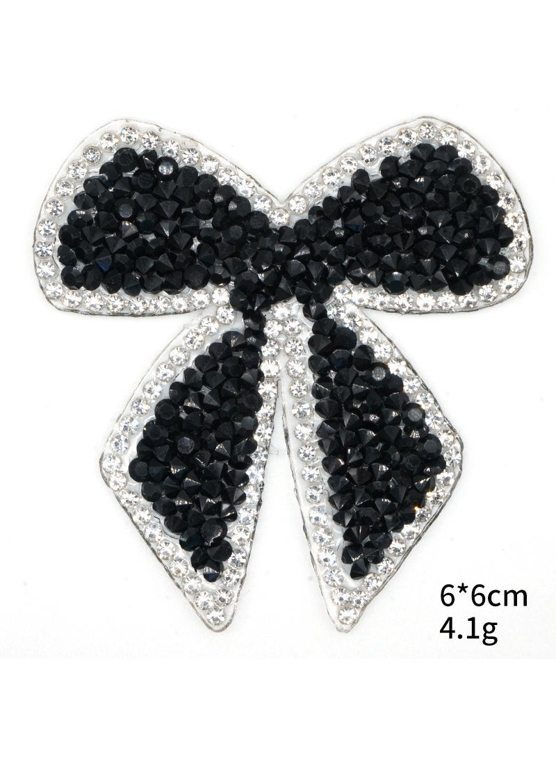 Generic Rhinestone Iron-on Transfer Butterfly Bow Pattern Black 