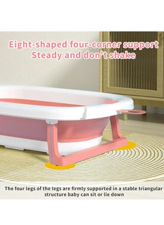 Yoawllty Baby Bath Tub Foldable For Newborn to Toddler with Soft Bath Mat Cushion, Drain Hole and Non-Slip Support Leg for Boys Girls(Pink)  - Image 5