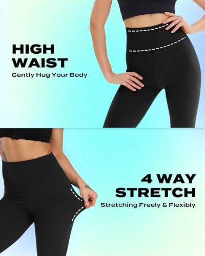TNNZEET Capri Leggings for Women - Tummy Control Black Leggings with Pockets High Waisted Yoga Pants Workout Cycling Leggings - Image 4