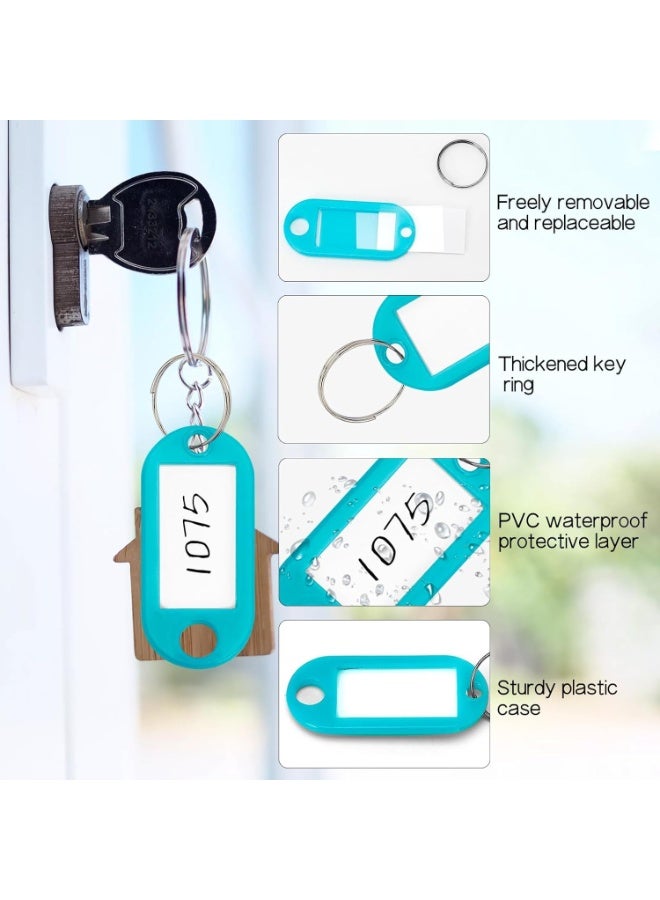 MOMENT MOMENT 50 Pcs Key Tags, Key Labels, Tough Plastic Key Tags with Split Ring Label Window, Key Chain ID Tags with Container for Luggage, Backpacks, Key, Name, Bags(Multi Colors)  - Image 3