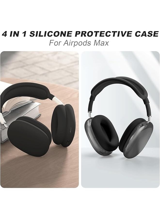 erorex - In 1 Case Cover For Airpods Max Headphones Anti Scratch Ear Pad Cover Ear Cups Cover Headband Cover Top Pad Protector For Airpods Max Clear Soft Silicone Skin Scratch Proof Black Tpu Ear Cups - Image 1