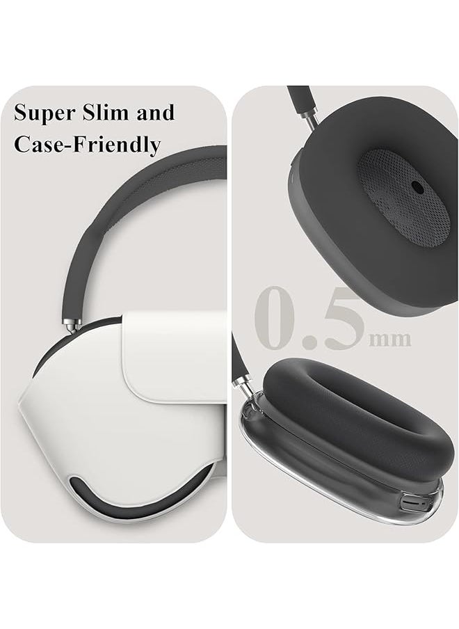 erorex - In 1 Case Cover For Airpods Max Headphones Anti Scratch Ear Pad Cover Ear Cups Cover Headband Cover Top Pad Protector For Airpods Max Clear Soft Silicone Skin Scratch Proof Black Tpu Ear Cups - Image 1