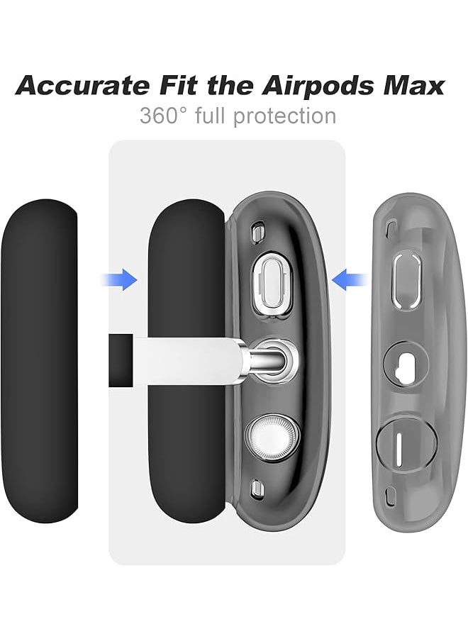 erorex - In 1 Case Cover For Airpods Max Headphones Anti Scratch Ear Pad Cover Ear Cups Cover Headband Cover Top Pad Protector For Airpods Max Clear Soft Silicone Skin Scratch Proof Black Tpu Ear Cups - Image 1