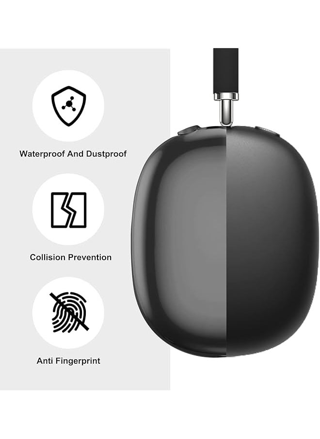 erorex - In 1 Case Cover For Airpods Max Headphones Anti Scratch Ear Pad Cover Ear Cups Cover Headband Cover Top Pad Protector For Airpods Max Clear Soft Silicone Skin Scratch Proof Black Tpu Ear Cups - Image 1