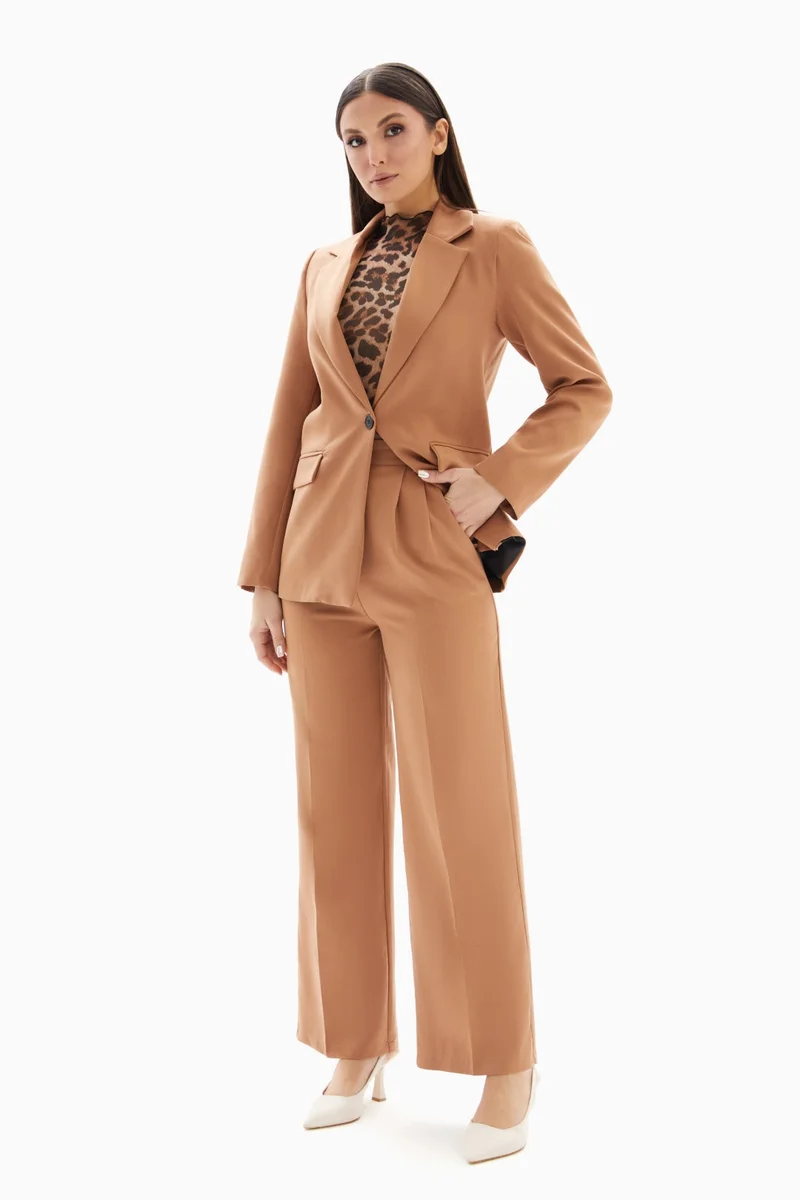 Wecre8 Brown Classic Trousers with Belt By WECRE8