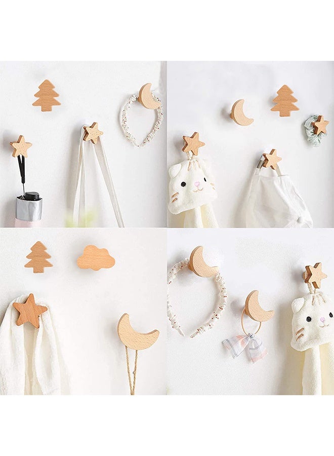 DAREU Wooden Star & Moon Cabinet Knobs (Set of 6) – Decorative Drawer Pulls & Kids Nursery Furniture Handles with Screws - Image 3