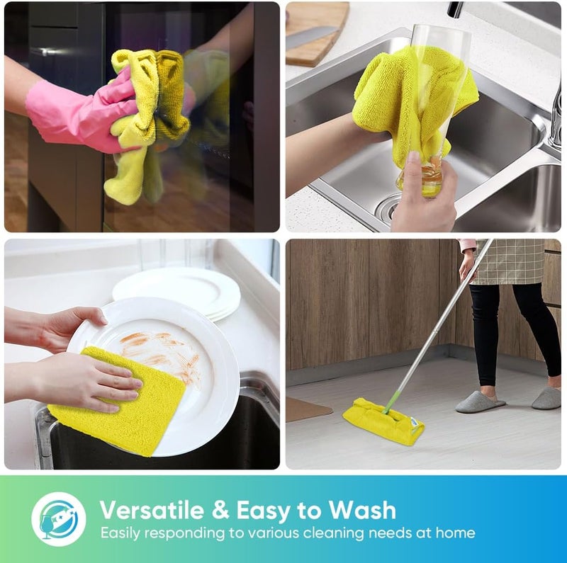 HOMEXCEL Yellow Microfiber Cleaning Cloth, 12 Pack Premium Microfiber Towels for Cars, Lint Free, Highly Absorbent, Reusable Cleaning Rags for Car, Household, Kitchen, Window, 11.5"X11.5" - Image 4