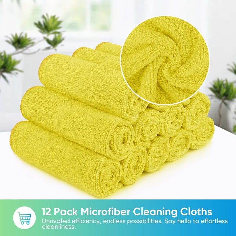 HOMEXCEL Yellow Microfiber Cleaning Cloth, 12 Pack Premium Microfiber Towels for Cars, Lint Free, Highly Absorbent, Reusable Cleaning Rags for Car, Household, Kitchen, Window, 11.5"X11.5" - Image 5