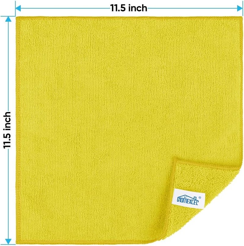 HOMEXCEL Yellow Microfiber Cleaning Cloth, 12 Pack Premium Microfiber Towels for Cars, Lint Free, Highly Absorbent, Reusable Cleaning Rags for Car, Household, Kitchen, Window, 11.5"X11.5" - Image 2