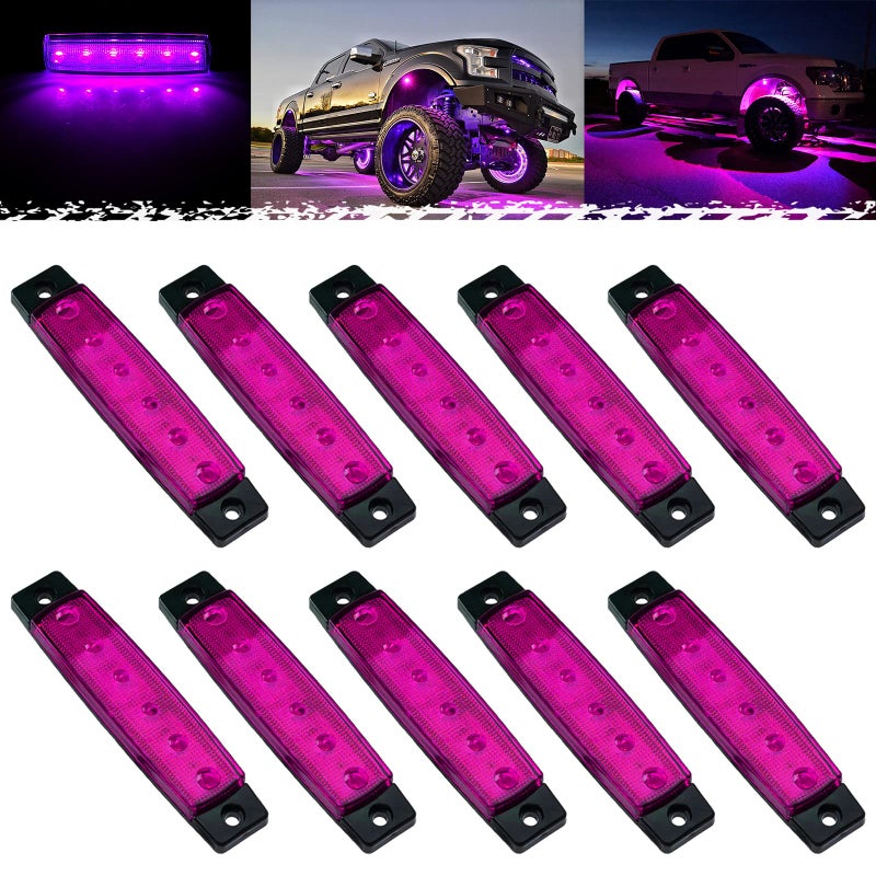 PSEQT 10Pcs LED Rock Strip Lights Car Exterior Underglow Wheel Fender Well Lighting Kits Waterproof for Golf Cart Wrangler Offroad Truck RV UTV ATV Snowmobile Purplecolor