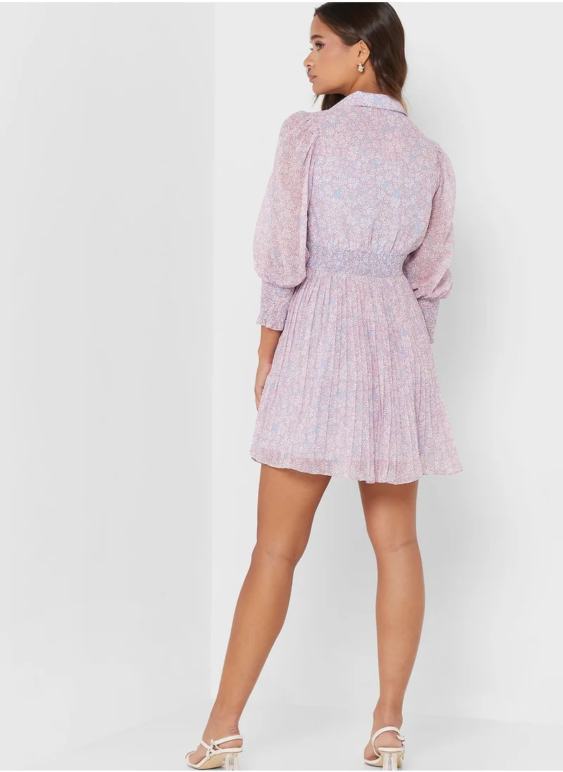 FabAlley Floral Print Pleated Dress