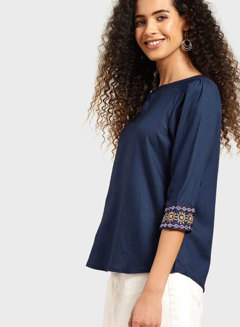 Dress Berry Embroidered Detail Top