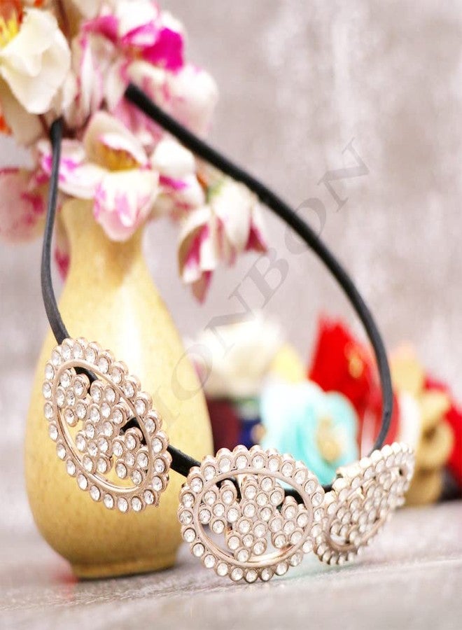 Honbon Multple Design 2pcs Elegant Handmade White Beads Wedding Party Hair Band Crystal Headband And Hairband For Women Jewelry Accessories Bridal Hair Band Rakhi Gift For Girls - Image 2