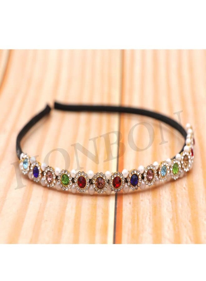 Honbon Multple Design 2pcs Elegant Handmade White Beads Wedding Party Hair Band Crystal Headband And Hairband For Women Jewelry Accessories Bridal Hair Band Rakhi Gift For Girls - Image 3