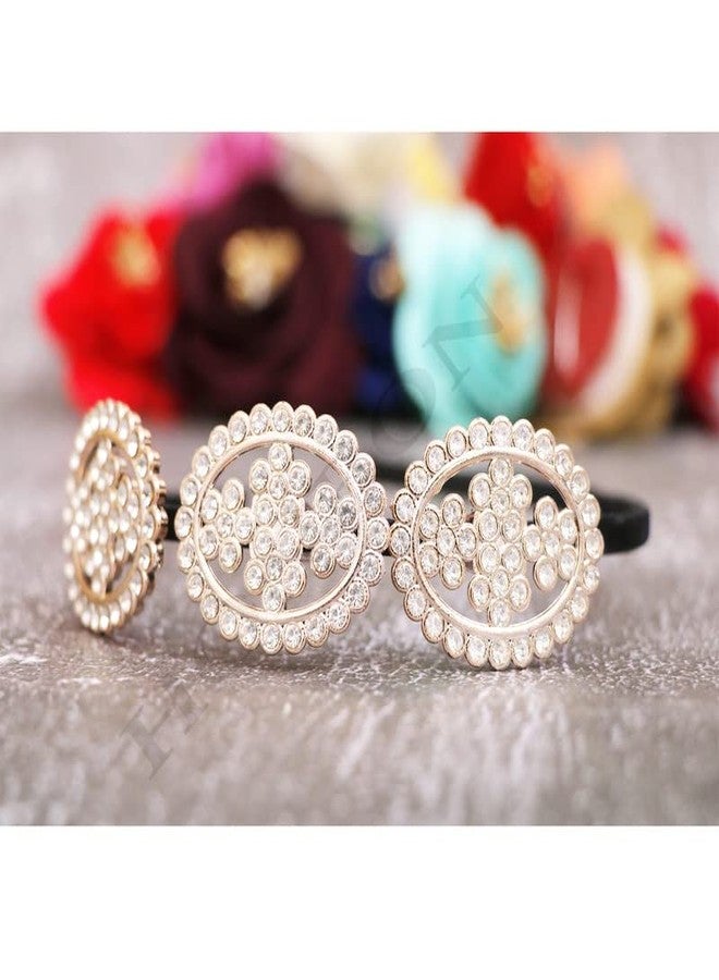 Honbon Multple Design 2pcs Elegant Handmade White Beads Wedding Party Hair Band Crystal Headband And Hairband For Women Jewelry Accessories Bridal Hair Band Rakhi Gift For Girls - Image 4