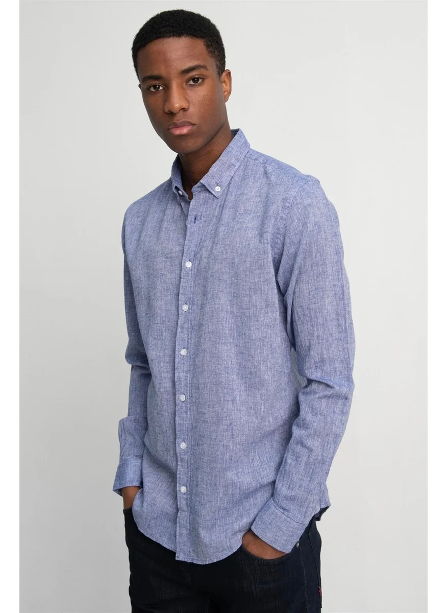 تودورس Slim Fit Long Sleeve Linen Premium Series Button Collar Sports Shirt