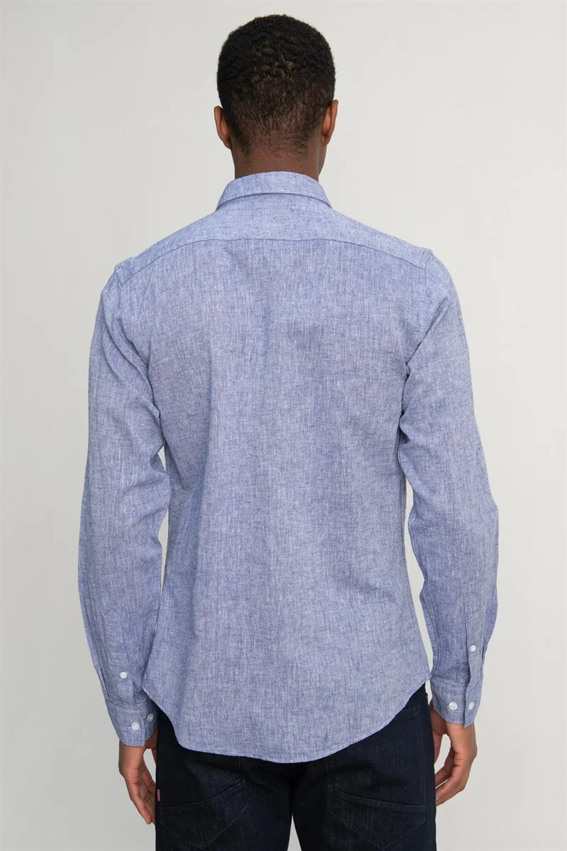 تودورس Slim Fit Long Sleeve Linen Premium Series Button Collar Sports Shirt
