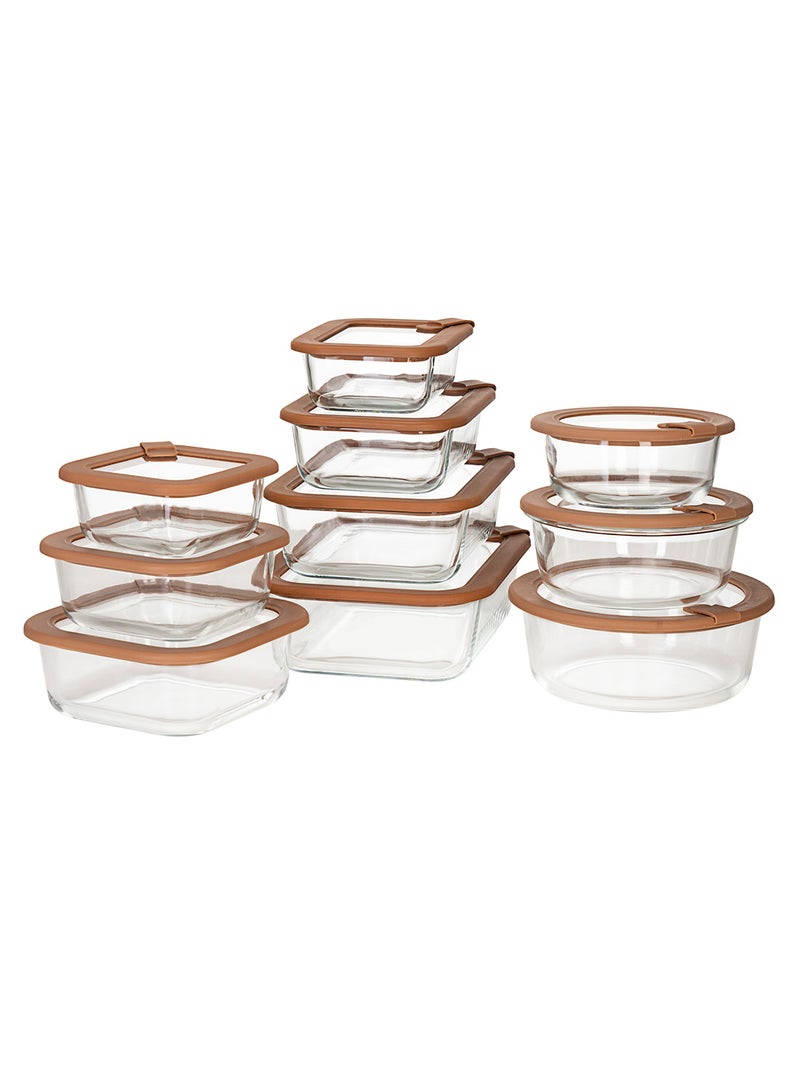 nutricook حاويات تخزين الطعام الزجاجية مع أغطية – زجاج بوروسيليكات، محكمة الإغلاق ومقاومة للتسرب – آمنة للاستخدام في الميكروويف، الفرن، الفريزر وغسالة الصحون – حاويات تحضير الوجبات والغداء القابلة للتكديس (مجموعة 24 قطعة) - Image 2