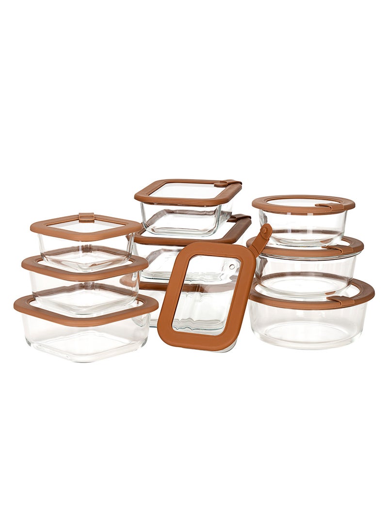 nutricook حاويات تخزين الطعام الزجاجية مع أغطية – زجاج بوروسيليكات، محكمة الإغلاق ومقاومة للتسرب – آمنة للاستخدام في الميكروويف، الفرن، الفريزر وغسالة الصحون – حاويات تحضير الوجبات والغداء القابلة للتكديس (مجموعة 24 قطعة) - Image 1