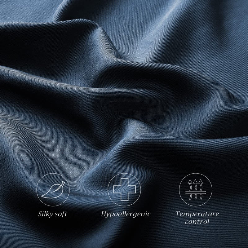 ELIBABA Cooling Curved Pillow Cases - Rayon Derived from Bamboo Side Sleeper Pillowcase Cover - Breathable Silky Soft Pillowcase for Hot Sleepers Hair and Skin  King Size 1 Piece  20 * 36 Inches Navy Blue - Image 3