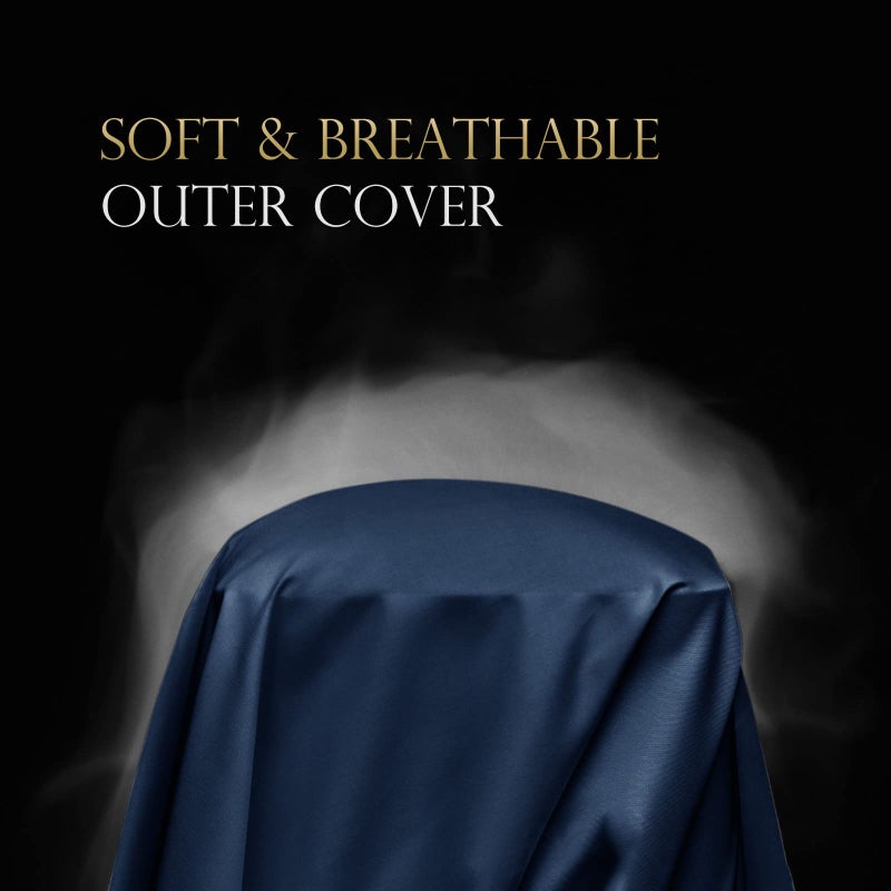 ELIBABA Cooling Curved Pillow Cases - Rayon Derived from Bamboo Side Sleeper Pillowcase Cover - Breathable Silky Soft Pillowcase for Hot Sleepers Hair and Skin  King Size 1 Piece  20 * 36 Inches Navy Blue - Image 4