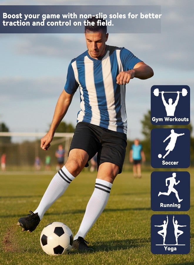 Cuffbow 4 Pairs Knee High Socks with Grips for Men Women Non Slip Soccer Football Long Grip Socks for Youth Adult Softball Baseball Training Workout Yoga Pilates - Image 3